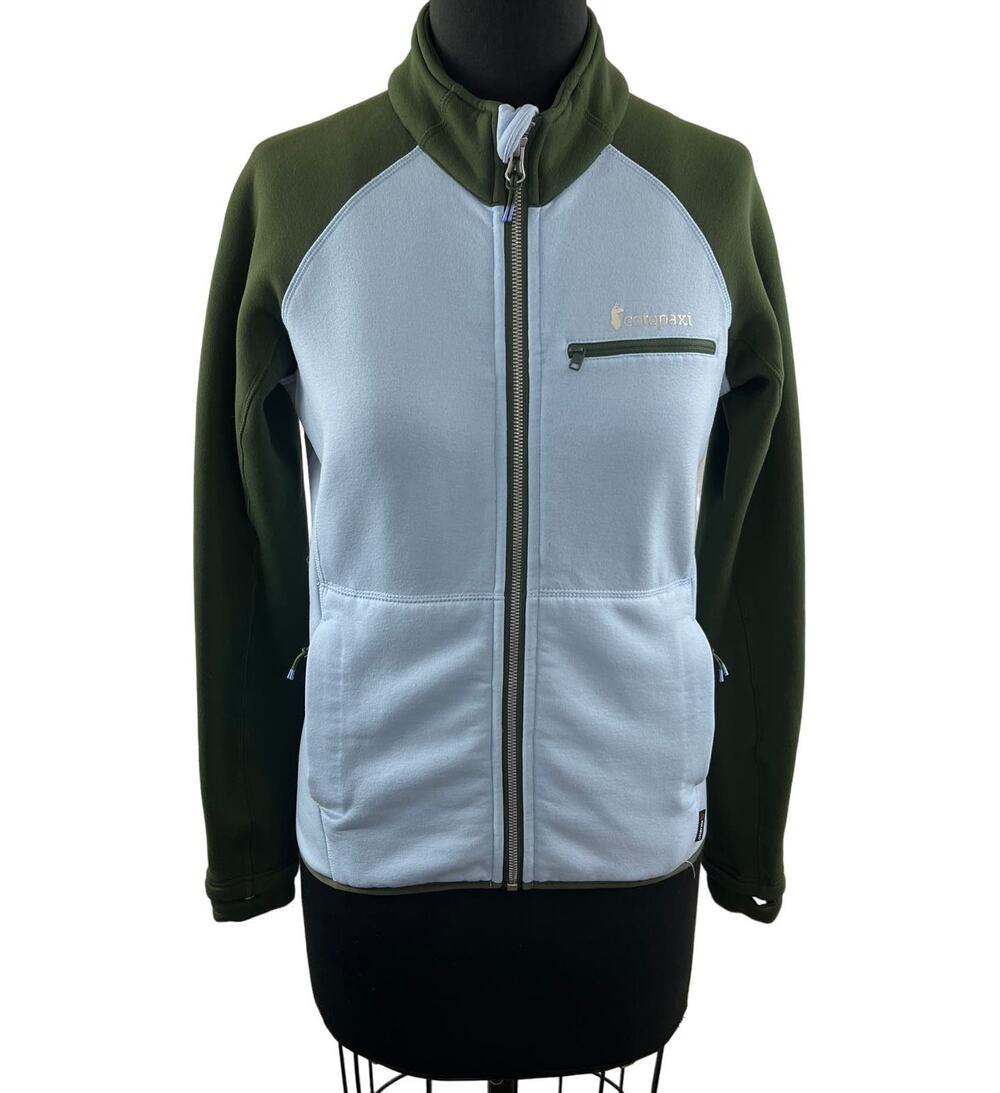 Cotopaxi Blue Green Top Stretch Fleece Lined Raglan Sleeve Full Zip Size Small S
